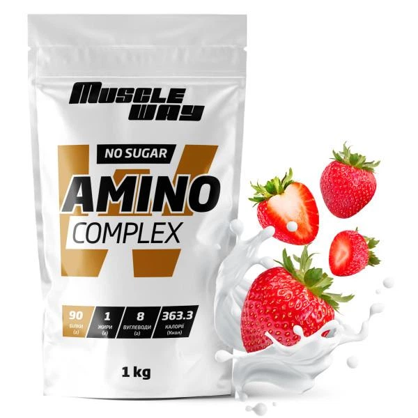 Амінокислотний комплекс MuscleWay AMINO COMPLEX на 40 порцій без цукру 1 кг Полуниця (14-125-am-mw-rs1-9) - Фото 1 Амінокислотний комплекс MuscleWay AMINO COMPLEX на 40 порцій без цукру 1 кг Полуниця (14-125-am-mw-rs1-9) - зображення 1