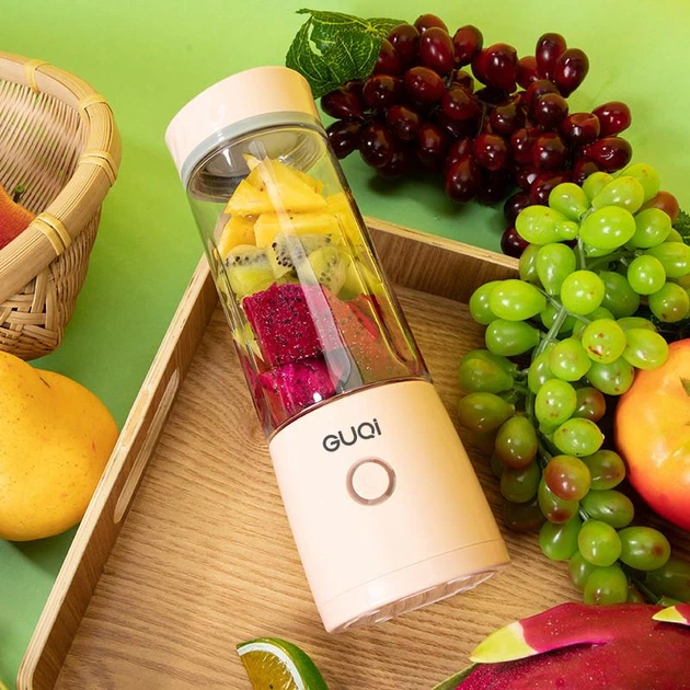 Портативная бутылка блендер для полосы Juicing Cup BSY002 из пластика 400 мл от USB Розовая (127-14-16425.1) - изображение 6