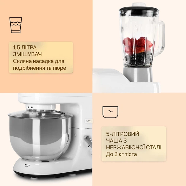 Кухонный комбайн Klarstein Lucia Белый с насадками для макарон. - изображение 8