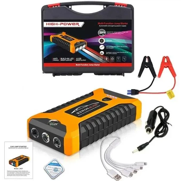 Пускозарядное устройство для автомобиля Jumpstarter JX27 на 99800 мАч с фонариком в кейсе Черный (127-14-15226) - изображение 5