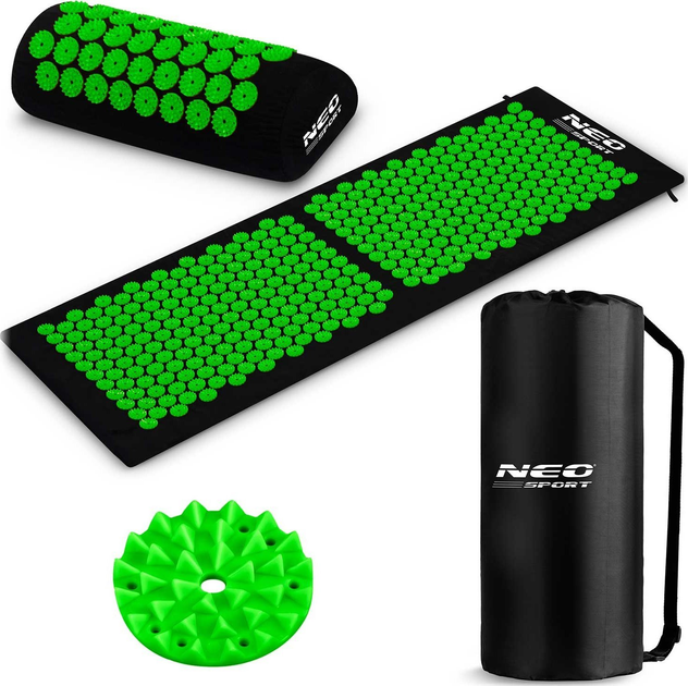 Mata do akupresury Neo Sport z kolcami ns 901 czarno-zielona (5903890616984) - obraz 1