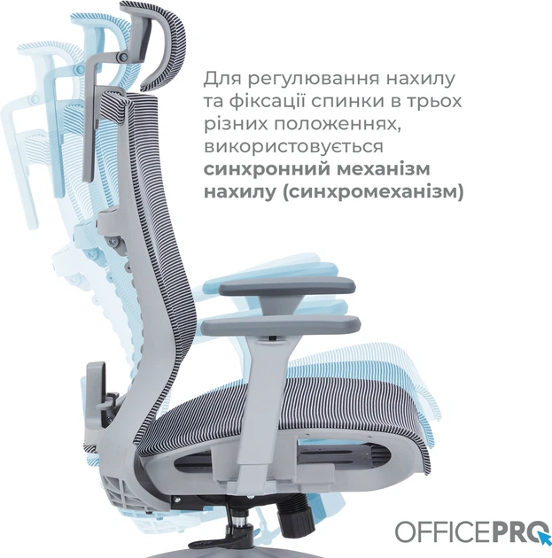 Кресло компьютерное офисное эргономичное OfficePro Balance OC620-G-DG-DG Gray/Dark Gray - изображение 9