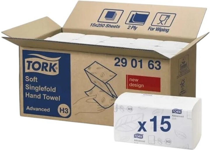 Ręczniki papierowe Tork Singlefold 250 stz × 15 opakowań (7322540542660) - obraz 2