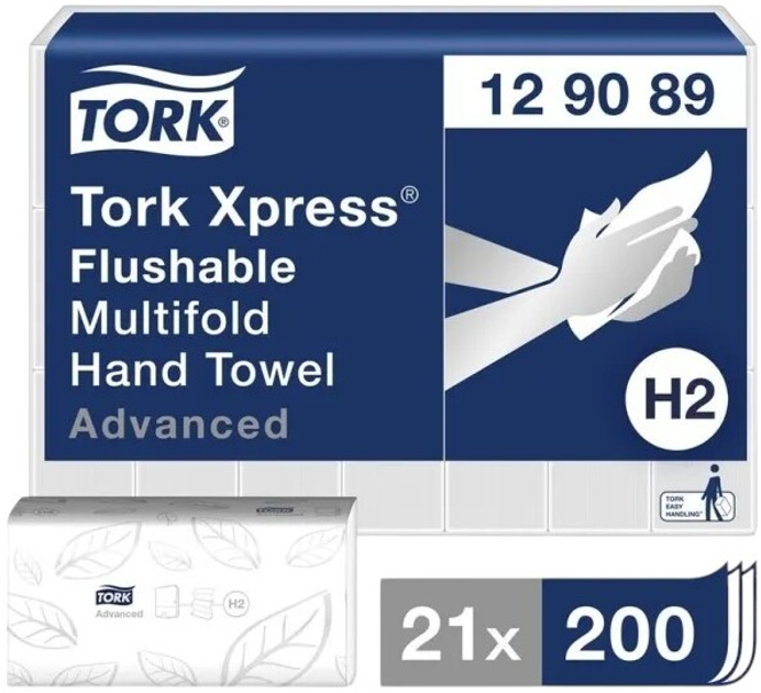 Ręczniki papierowe Tork Xpress Flushable Multifold 200 stz × 21 opakowanie (7322540828511) - obraz 2