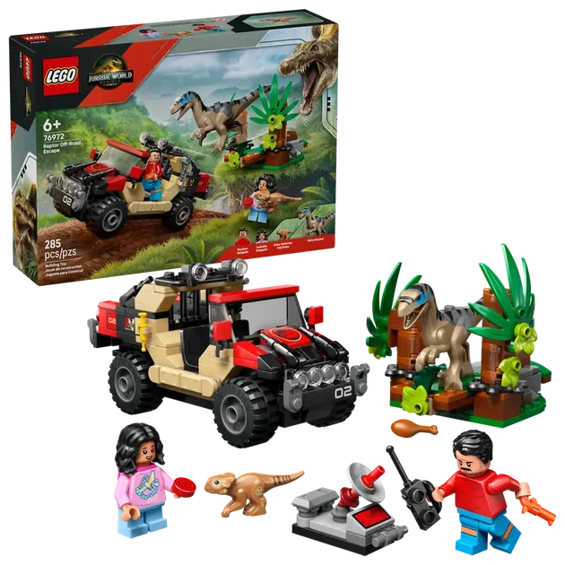 Конструктор LEGO Jurassic World Втеча від раптора на позашляховику 285 элементов (76972) - изображение 6