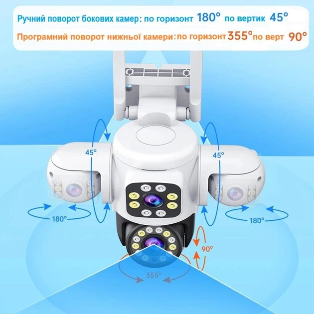 Вулична WiFi IPкамера Yoosee24-6K 12Мп біло-чорна 3 незалежних об'єктиви поворотні - зображення 5
