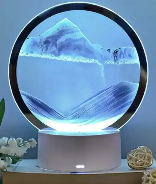 Нічник декоративний RGB від USB або батарейок, Пісочна картина, 3D Sand Painting, Синій / Настільна LED лампа (L) - изображение 2