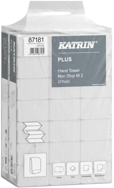 Ręczniki papierowe Katrin Plus Non-stop Z-fold 135 szt x 21 opakowanie (6414301087181) - obraz 2