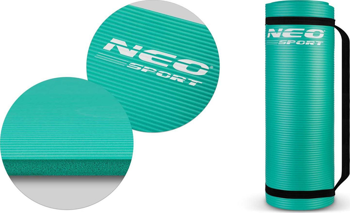 Килимок для тренувань Neo Sport товстий 183 x 60 см 192301 бірюзовий (5903890606176) - зображення 4