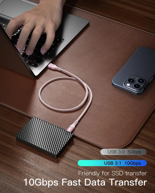 Кабель CONMDEX USB A to USB-C 15Вт, USB 3.1 Gen2, 10Gbps, 0.6м, pink - Фото 2 Кабель CONMDEX USB A to USB-C 15Вт, USB 3.1 Gen2, 10Gbps, 0.6м, pink - изображение 2