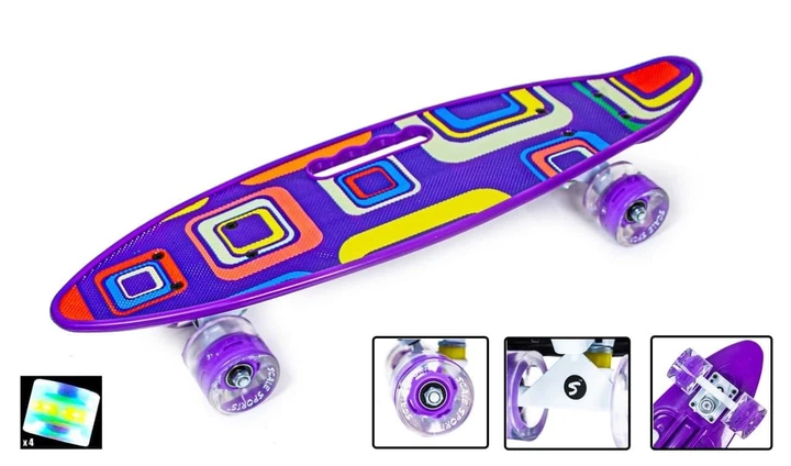 Скейт Пенни борд Best Board Picasso, со светящимися PU колёсами, с ручкой. Multicolor (1573464681) - изображение 2