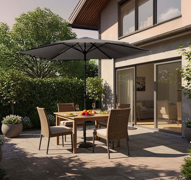 Parasol ogrodowy Plonos PL-884 300 cm Szary (488400) - obraz 5