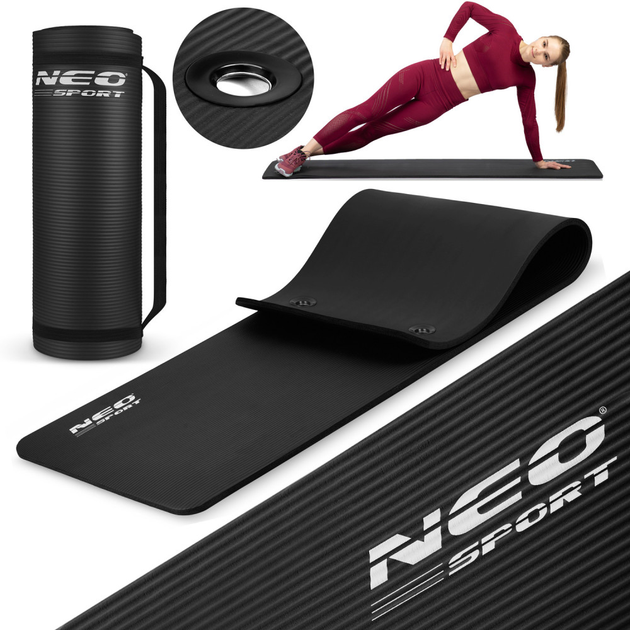 Килимок для тренувань Neo Sport 183 x 60 см з отворами товстий 192000 чорний (5903890606107) - зображення 11