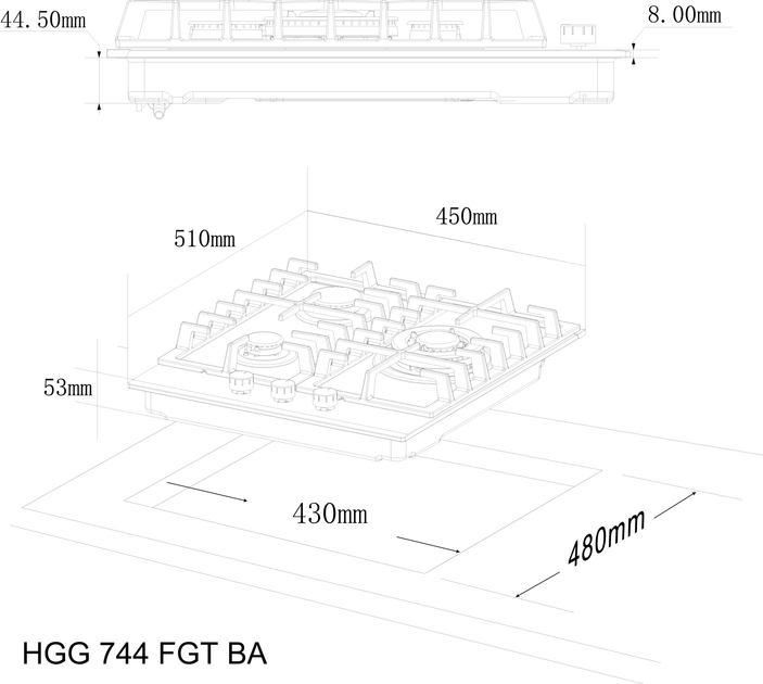 Поверхность Газовая INTERLINE HGG 744 FGT BA - Фото 12 Поверхность Газовая INTERLINE HGG 744 FGT BA - изображение 12