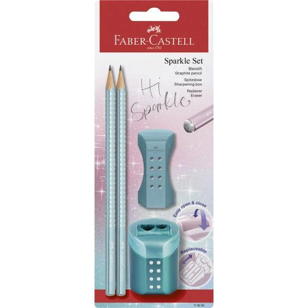 Чернографитные карандаши Faber-Castell GRIP SPARKLE в наборе, 2 шт., COSMIC, резинка, точилка, (118282) - Фото 1 Чернографитные карандаши Faber-Castell GRIP SPARKLE в наборе, 2 шт., COSMIC, резинка, точилка, (118282) - изображение 1