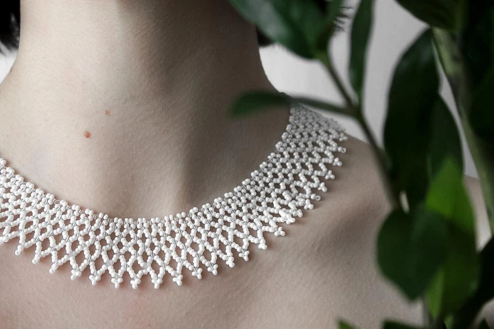 Жіноче намисто, силянка біла, гердан, чокер Valensia White - Фото 5 Жіноче намисто, силянка біла, гердан, чокер Valensia White - изображение 5