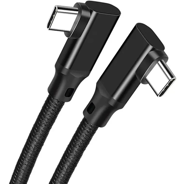 Кабель Type-C – Type-C 3.2 gen2 e-marker PD 100W двойной угловой 90 градусов 2 м Черный (TC100W-D90-2) - изображение 2