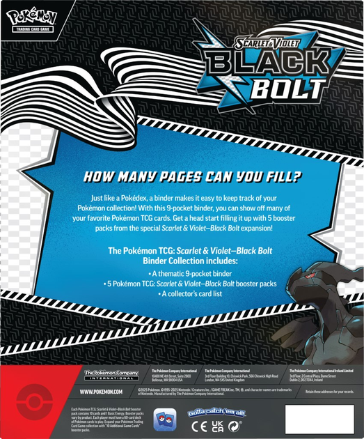 Zestaw Pokémon TCG: Scarlet & Violet - Black Bolt - Binder Collection - Zekrom 3 szt (0196214113947) - obraz 5