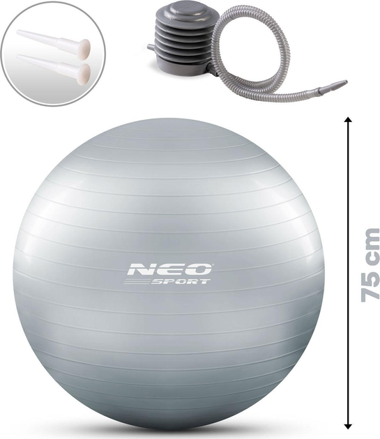 Piłka Neo Sport do cwiczen 75 cm ns 952 srebrna (5903890606220) - obraz 2