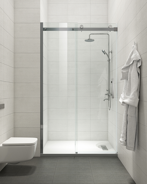 Двері в нішу Koer SR SD01-120x200-TR-07 прозоре скло Easy Clean 8мм, графіт (KR5378) - зображення 5