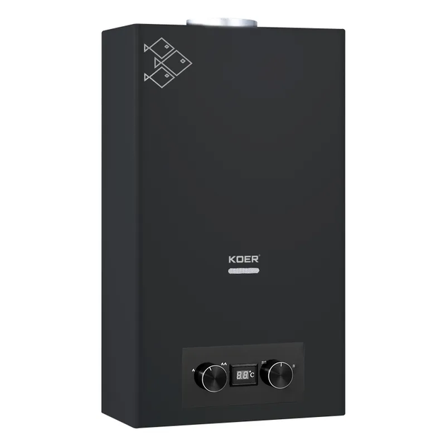 Газовая колонка Koer KWH.G0110 BLACK дымоходная 10 л/мин, цвет черный (KR5554) - Фото 1 Газовая колонка Koer KWH.G0110 BLACK дымоходная 10 л/мин, цвет черный (KR5554) - изображение 1
