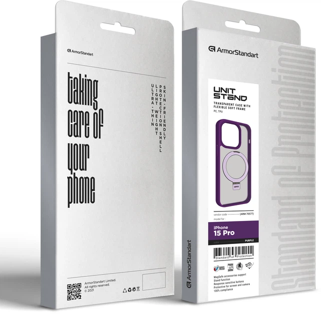 Чохол для смартфона ArmorStandart Unit Stand для Apple iPhone 15 Pro Purple (ARM70577) - зображення 2