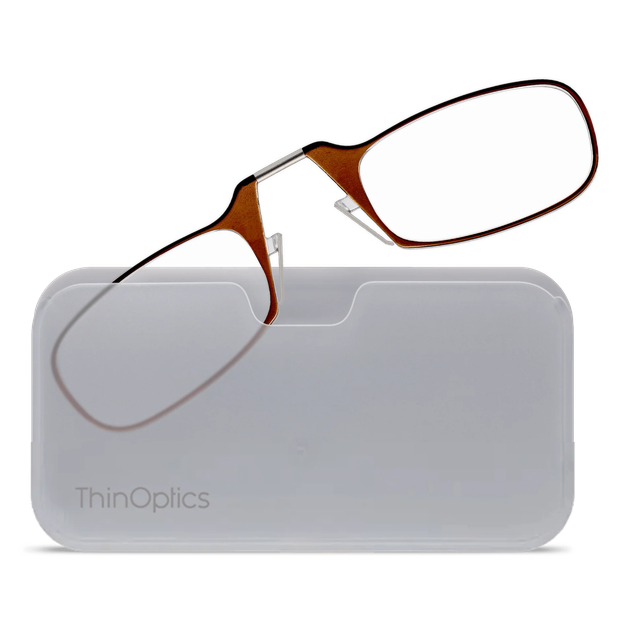 Очки Thinoptics +1.00, коричневые + Чехол универсальный прозрачный (1.0BRWUP) - Фото 2 Очки Thinoptics +1.00, коричневые + Чехол универсальный прозрачный (1.0BRWUP) - изображение 2