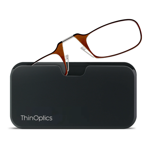 Очки Thinoptics +1.00, коричневые + Чехол универсальный черный (1.0BRBUP) - изображение 2