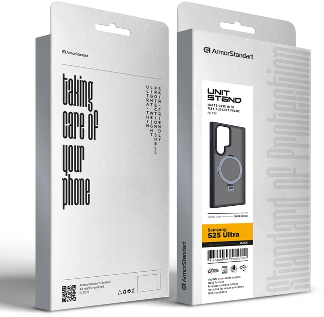 Чохол для смартфона ArmorStandart Unit Stand для Samsung Galaxy S25 Ultra Black (ARM82863) - Фото 2 Чохол для смартфона ArmorStandart Unit Stand для Samsung Galaxy S25 Ultra Black (ARM82863) - зображення 2