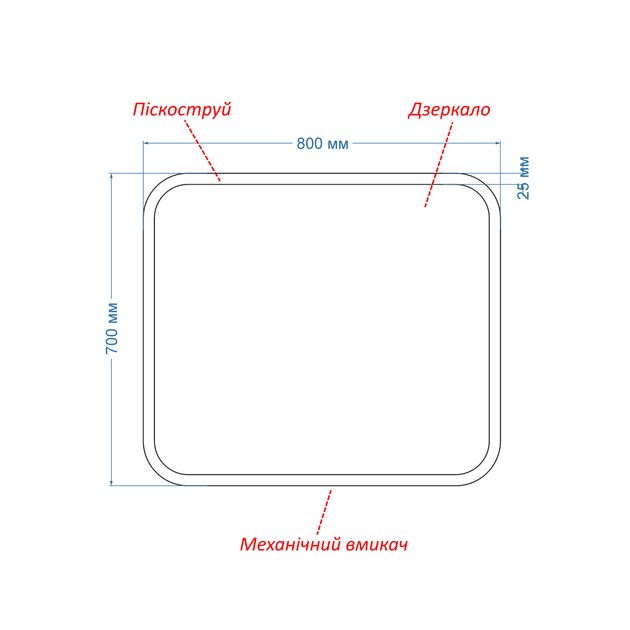 LED-зеркало 80x70см, с подогревом и двумя механическими включателями, модель Ahana (Ahanag46) - Фото 3 LED-зеркало 80x70см, с подогревом и двумя механическими включателями, модель Ahana (Ahanag46) - изображение 3
