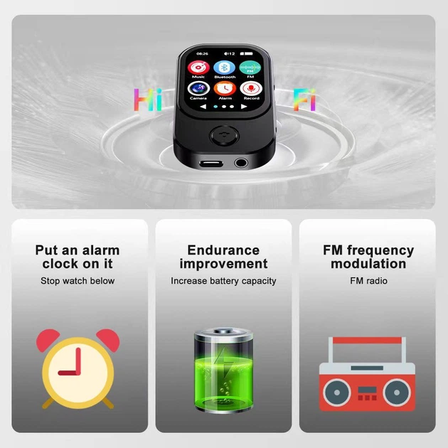 MP3 плеєр Rock Star M8 2.0" Bluetooth 5.4 Hi-Fi з відео камерою сенсорний Type C чорний - зображення 9