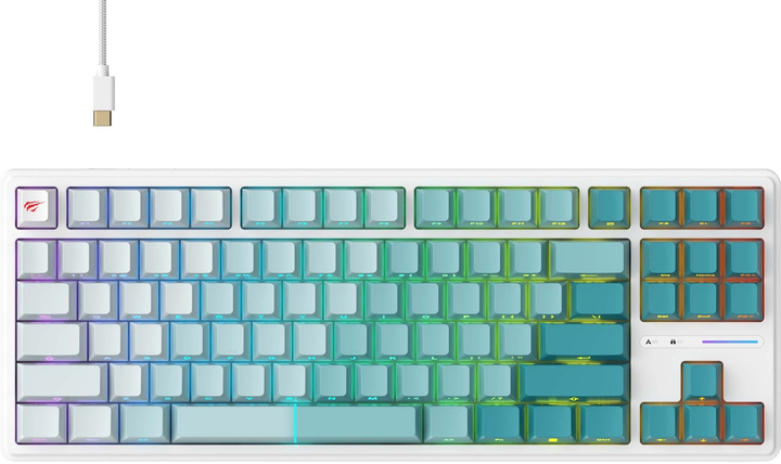 Клавіатура дротова Havit KB901L USB White/Green (6939119026332) - зображення 1