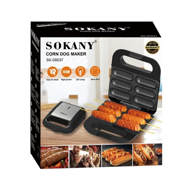 Аппарат для приготовления корн дога на 6 сосисок SK-08037 750 Вт электрическая корндогница с антипригарным покрытием - изображение 4
