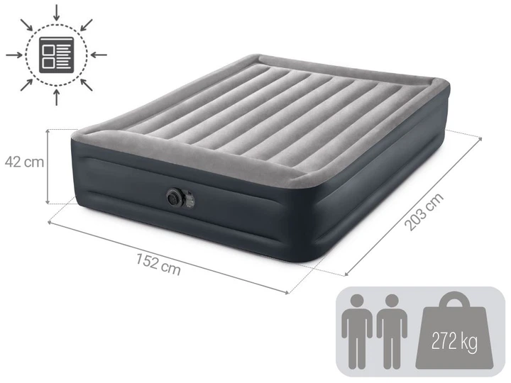 Двухместный надувной матрас Intex 152х203х42 см + встроенный насос (64136) - Фото 6 Двухместный надувной матрас Intex 152х203х42 см + встроенный насос (64136) - изображение 6