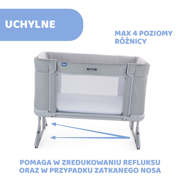 Łóżeczko dziecięce dostawne Chicco Next2Me Forever Moongrey 3 w 1 Szare (8058664140510) - obraz 6