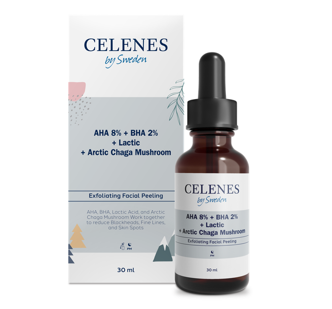 Пилинг-сыворотка с кислотами Celenes aha+bha+lactic+arctic chaga mushroom 30 мл - изображение 2
