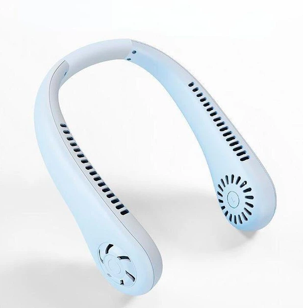 Безлопатевий вентилятор на шию тришвидкісний на акумуляторі для шиї Hanging Neck Fan Білий - изображение 6