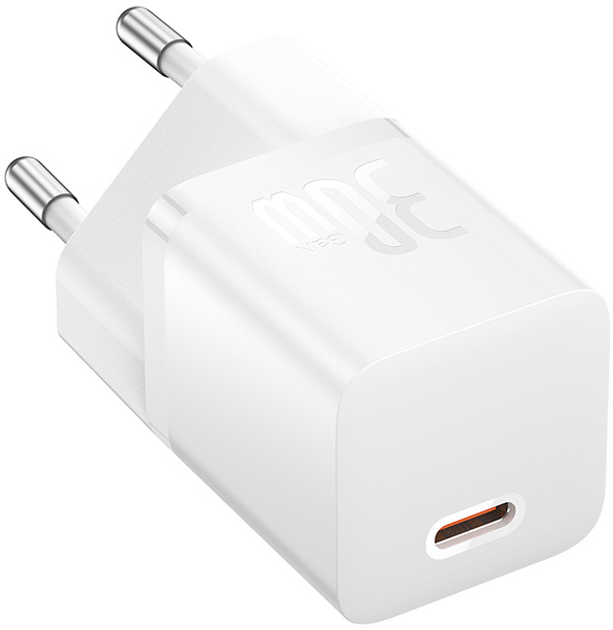 Зарядний пристрій Baseus GaN5 Fast Charger 1C 30W EU + Data Cable Type-C to Typ-C 100W Moon White (P10110902213-00) - зображення 3