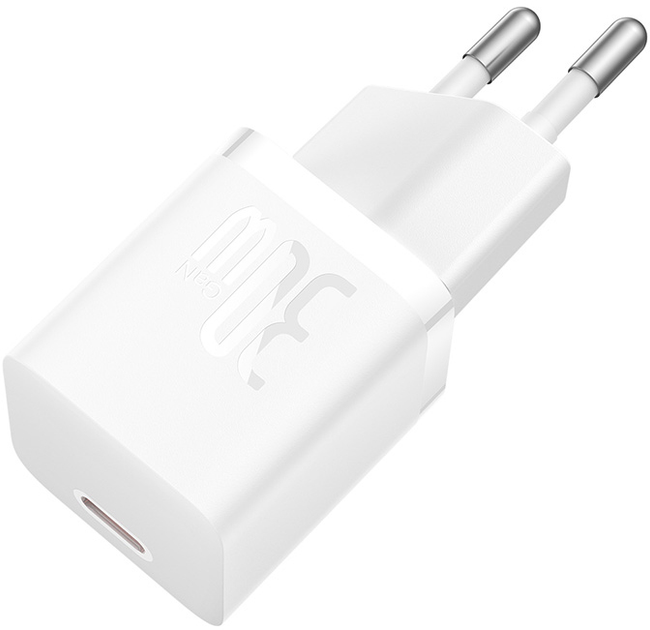 Зарядний пристрій Baseus GaN5 Fast Charger 1C 30W EU + Data Cable Type-C to Typ-C 100W Moon White (P10110902213-00) - зображення 5