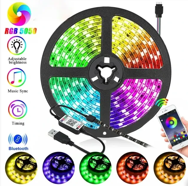 Стрічка світлодіодна 5м LED 5050 Smart BT APP RGB - зображення 6