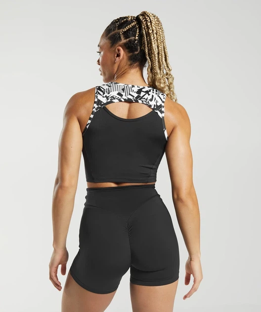 Спортивный топ Gymshark GS Power Crop Tank Body Fit Black/White М - изображение 5