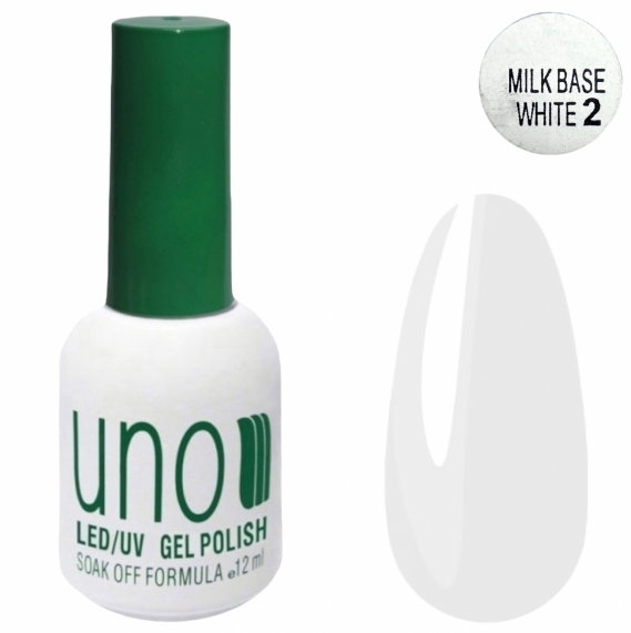 Базове молочне кольорове покриття Uno Milk Base White №2 12 мл - Фото 1 Базове молочне кольорове покриття Uno Milk Base White №2 12 мл - зображення 1