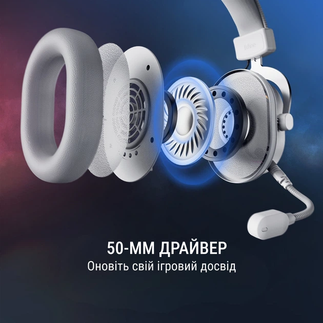 Fifine H6 White (7.1 CH, RGB) — ігрова гарнітура з віртуальним 7.1 Surround, програмованою RGB-підсвіткою - зображення 7
