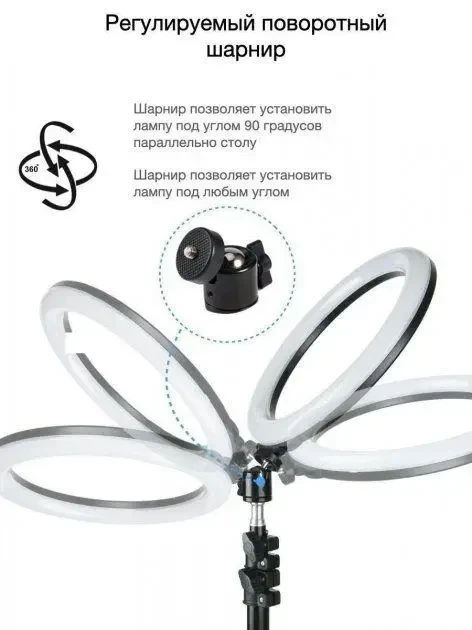 Кільцева LED-лампа YQ-320B (30 см) з тримачем телефона для б'юті селфі Ring Light - зображення 4