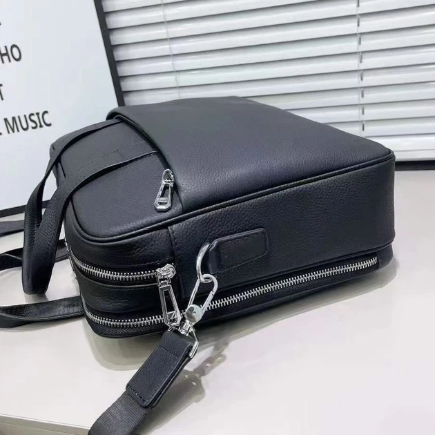 Шкіряна чоловіча ділова сумка для ноутбука 40x27x10, офісний портфель Tiding Bag 56901, чорний - зображення 5