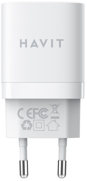 Ładowarka sieciowa Havit HV-UC30 GaN 30W USB+USB-C White (6950676206340) - obraz 2