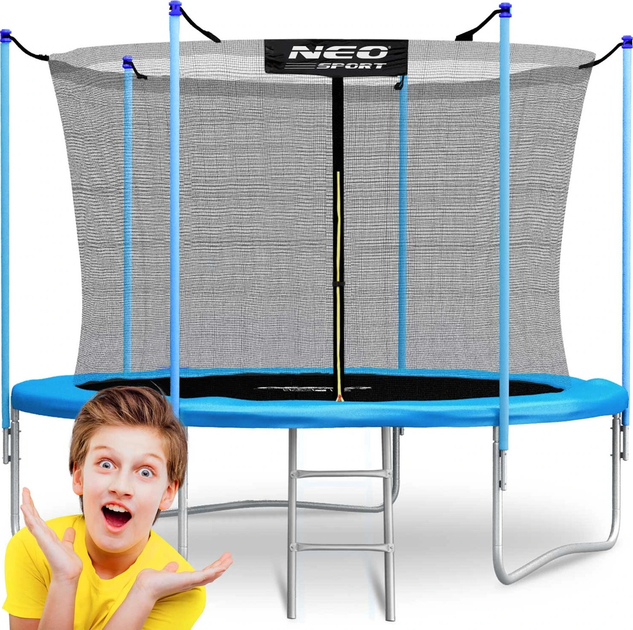 Trampolina ogrodowa Neo Sport 183 cm z siatką wewnętrzną i drabinką Blue (NS-06W181) - obraz 2
