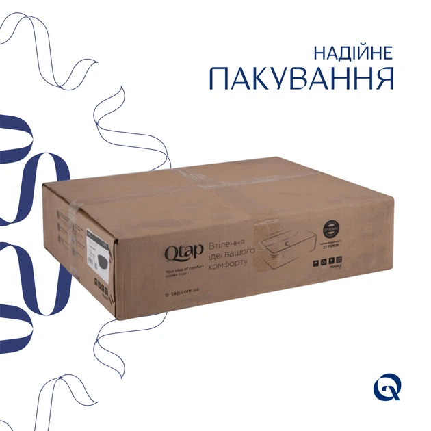 Комплект Qtap Scorpio: Раковина накладная овальная 500x380x120 мм Matt Black + Донный клапан PU03 - изображение 5