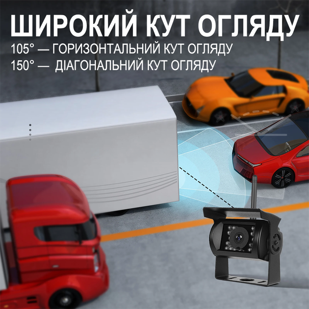 Беспроводной парковочный комплекс с 2-мя беспроводными камерами заднего вида и монитором 7" дюймов Podofo A4008, парковочная система для грузовых автомобилей и спецтехники - изображение 4