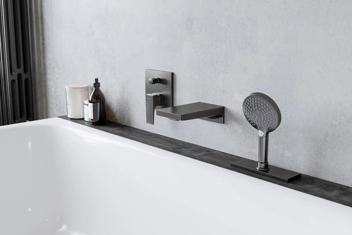 Шланг для лійки SBox Square 1.45 м врізний в борт ванни, Brushed Black Chrome (28010340) - изображение 2